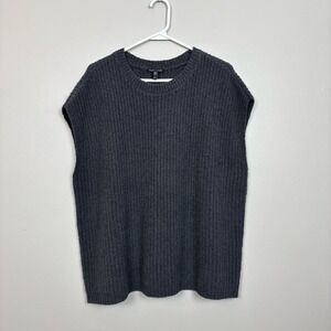 Eileen‎ Fisher Cotton Fluff Crew Neck Vest Boxy Fit, Basic Length Sz Large Gray